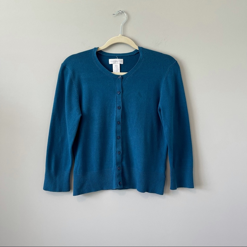Worthington Blue Button Up Cardigan Size Small